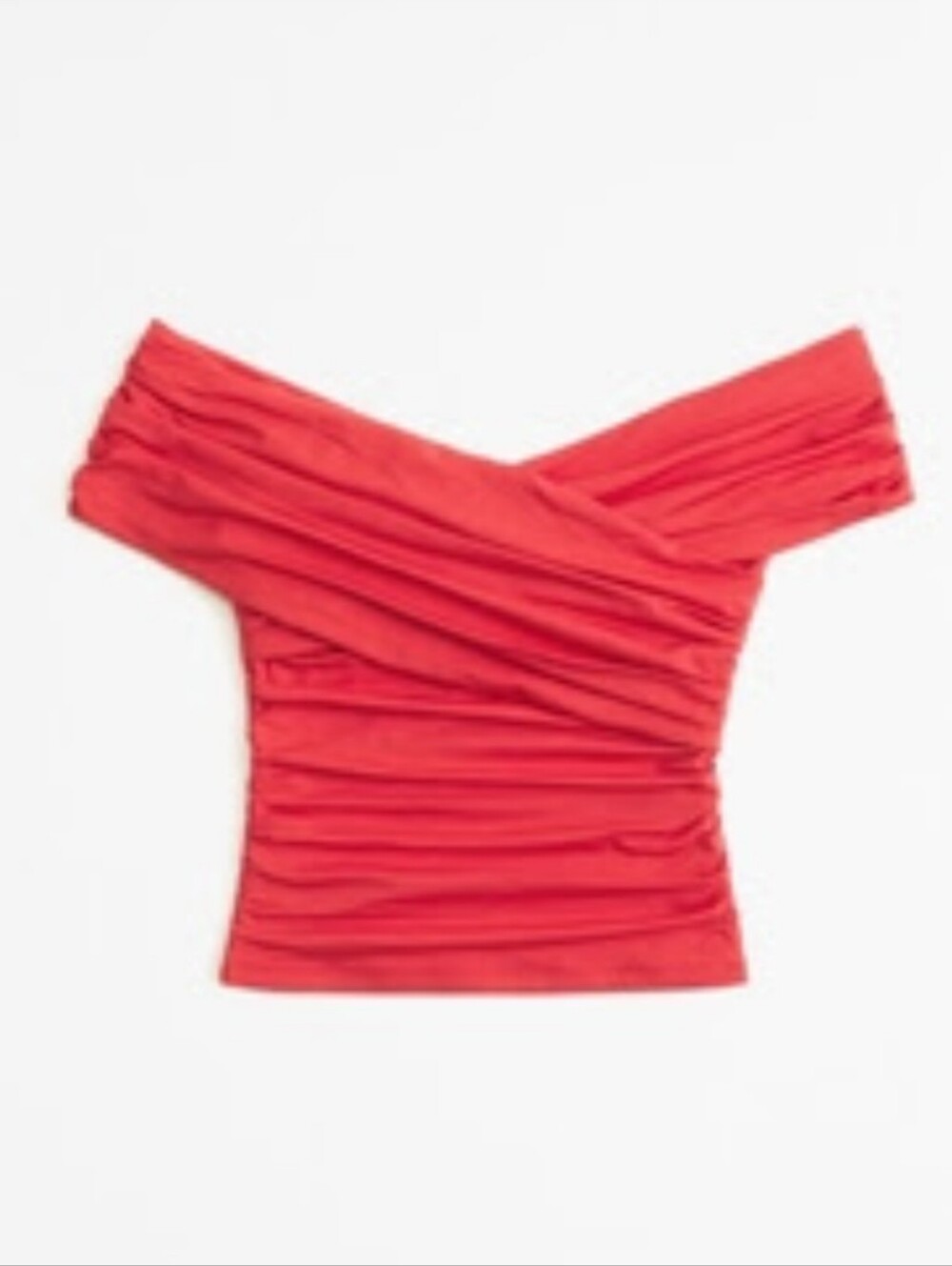 Abercrombie & Fitch Red Off-Shoulder Ruched Top